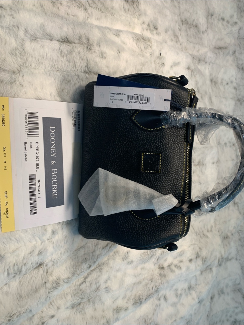 Dooney & Bourke Black Pebble Leather Satchel with Gold Hardware